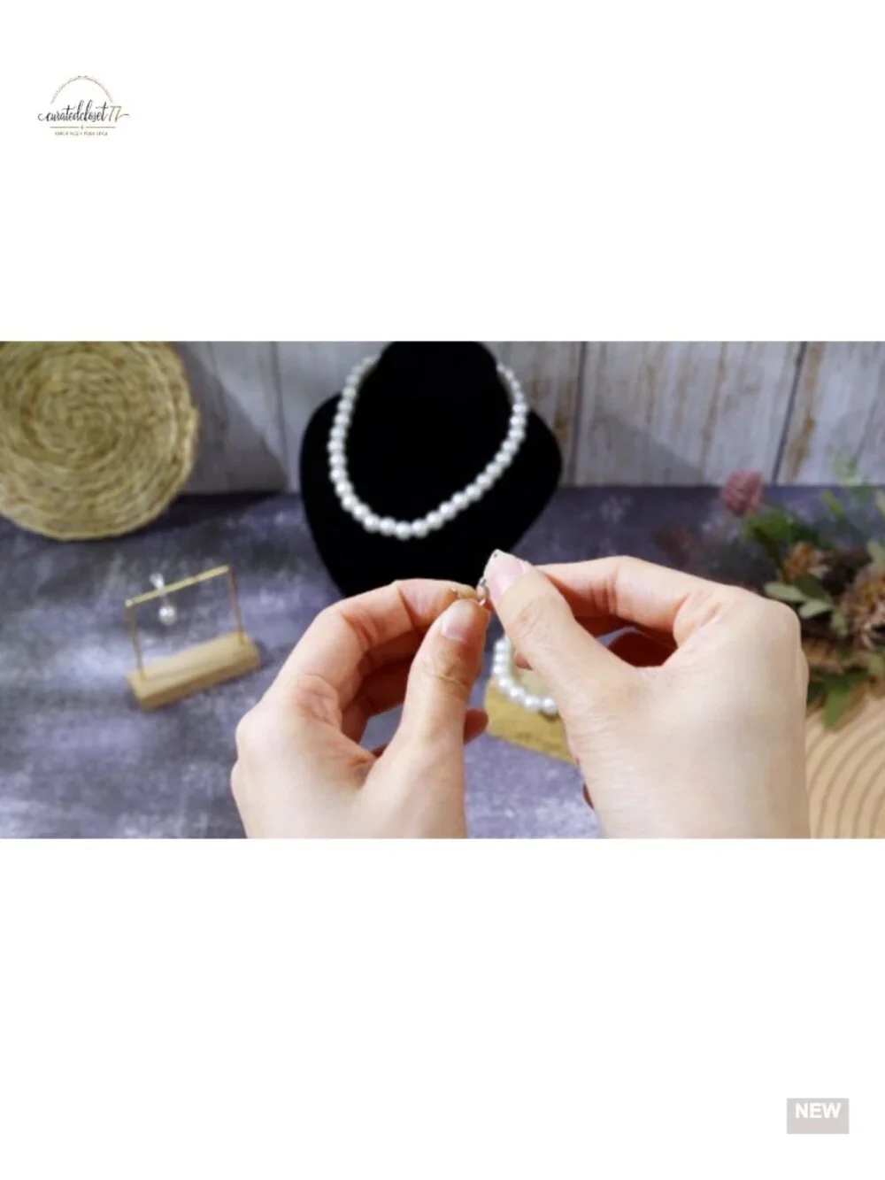 Faux Pearl Clip-On Earring Necklace Bracelet Set for Women